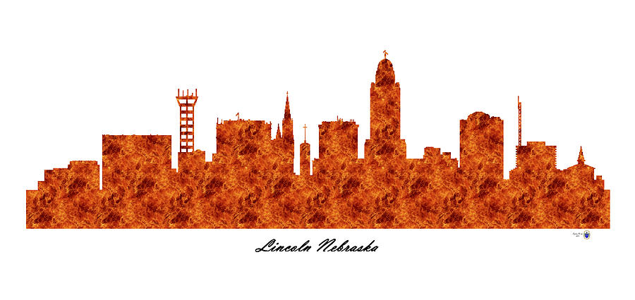Lincoln Nebraska Raging Fire Skyline Digital Art by Gregory Murray