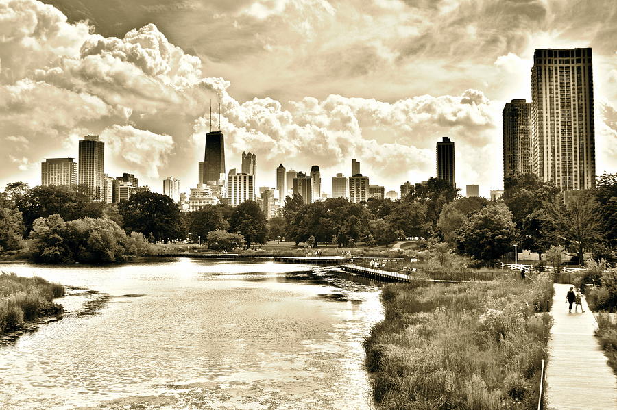 Lincoln Park View Sepia Photograph by Frozen in Time Fine Art Photography