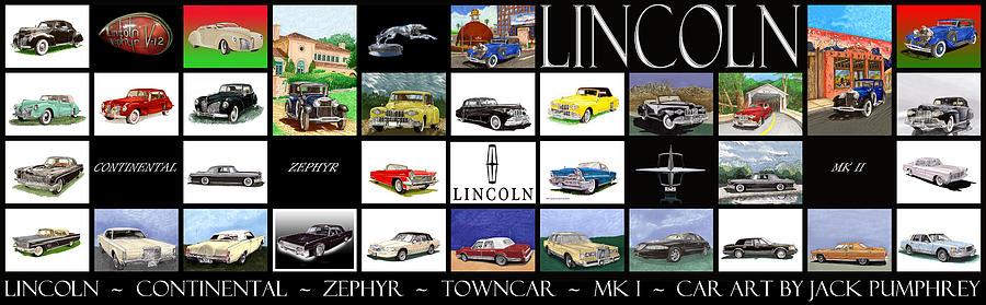 POSTER of LINCOLN CARS Painting by Jack Pumphrey