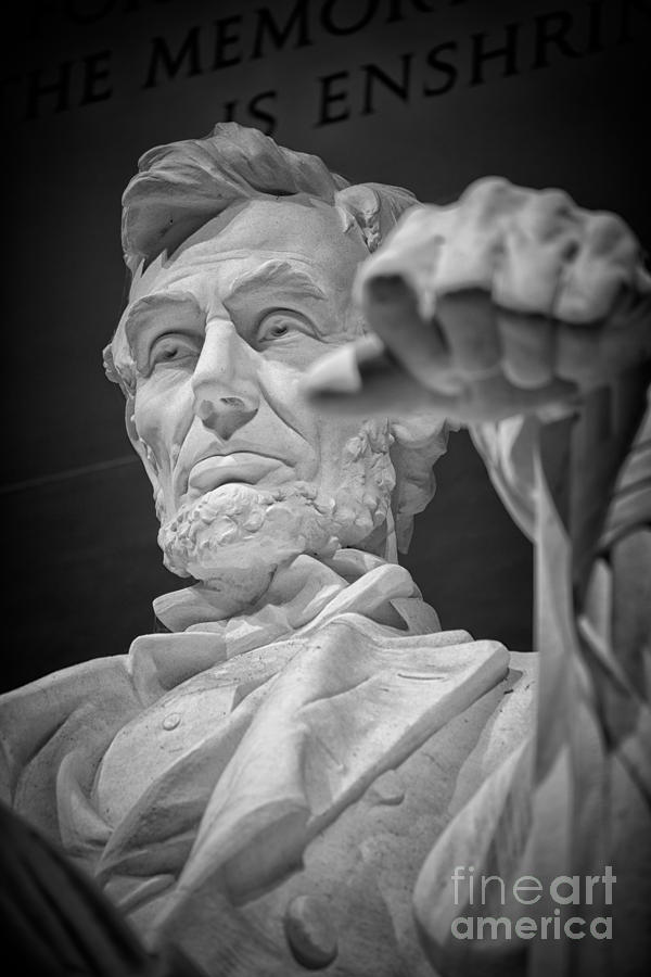 Lincoln with Fist Black and White Photograph by Jerry Fornarotto