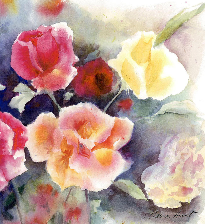 Roses in the Garden Painting by Maria Hunt