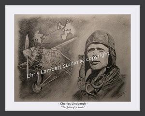 Aviator Drawing - Lindbergh And Spirit Of St Louis by Chris Lambert