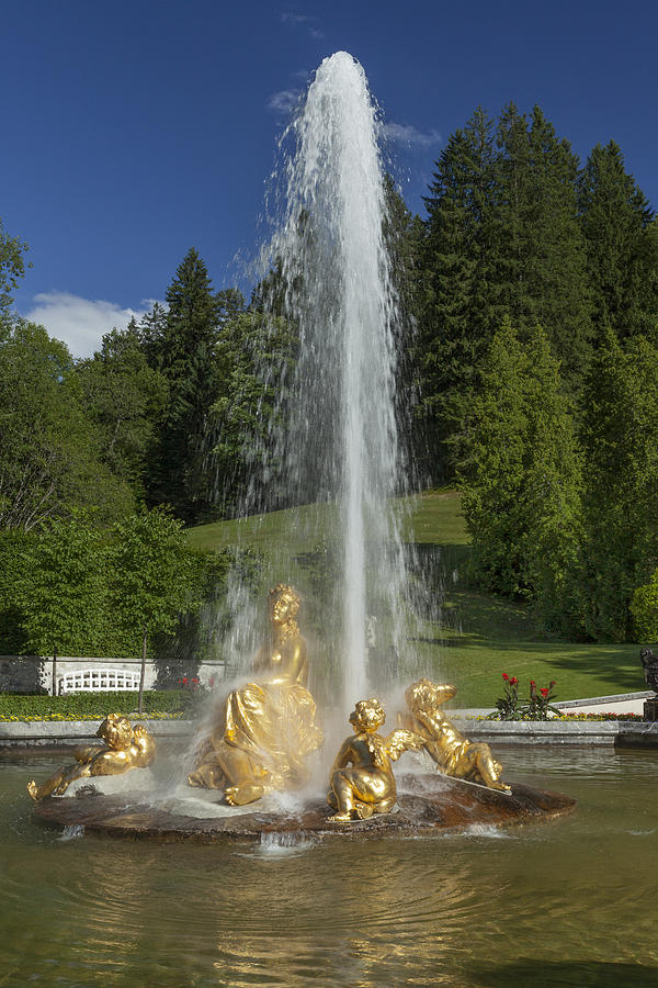 Castle Photograph - Linderhof fountain by Radka Linkova