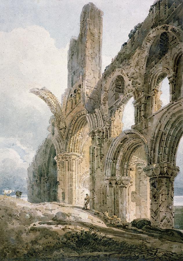 Romanesque Painting - Lindisfarne Abbey by Thomas Girtin