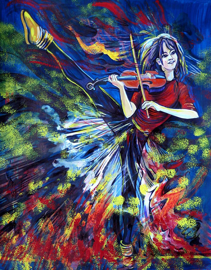 Lindsey Stirling. Dancing Violinist Painting by Anna  Duyunova