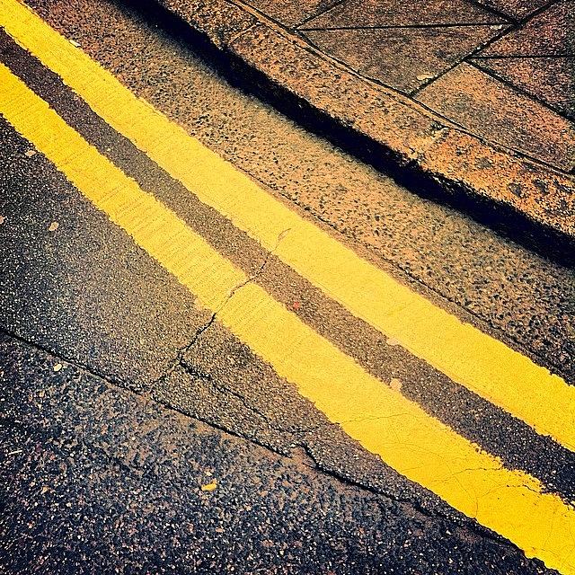 Yellow Photograph - #line #doubleline #yellow #safety by Jennii Booth