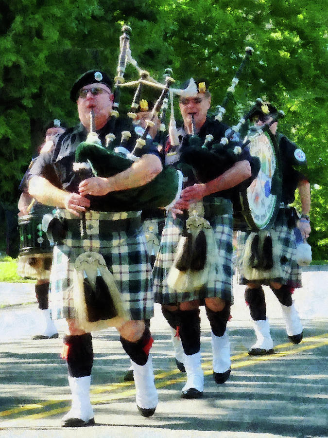 Line of Bagpipers Photograph by Susan Savad