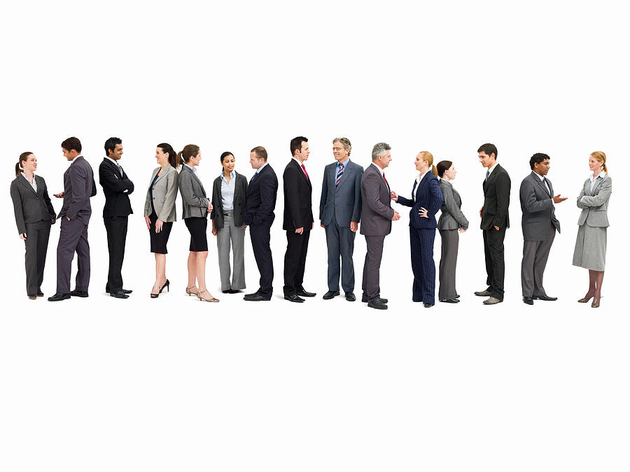 Line of Businesspeople Talking - Isolated Photograph by Neustockimages