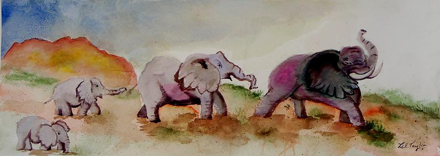 Line of Elephants II Painting by Lil Taylor