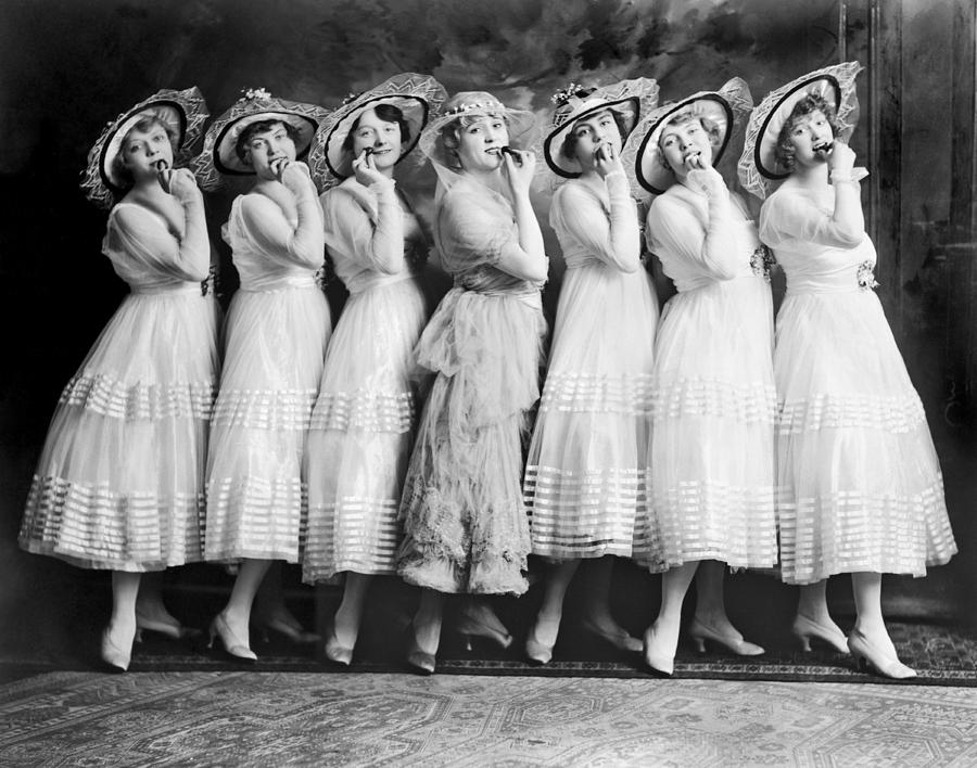 Line Of Seven Theater Women Photograph by Underwood Archives - Fine Art ...