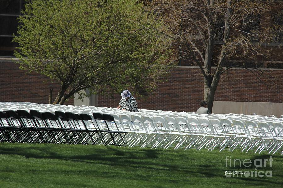 Line of the White chairs Photograph by Yumi Johnson
