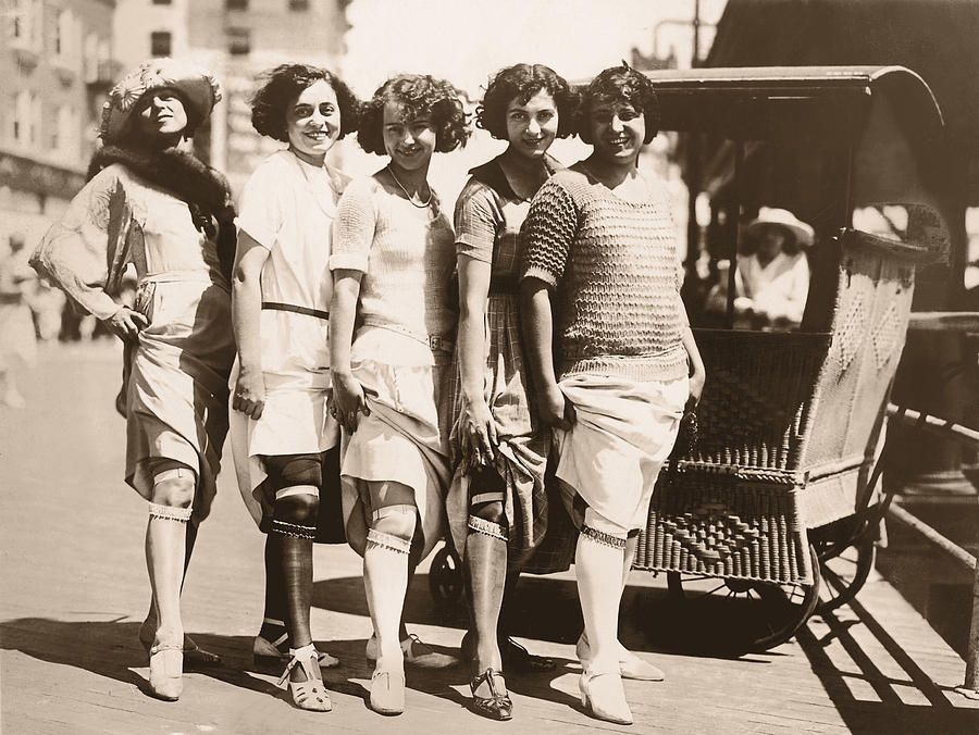 Line Of Women Showing Their Garter Belts / Circa 1920s Photograph by Fpg