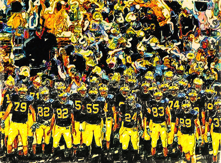 University Of Michigan Painting - Line Up by John Farr