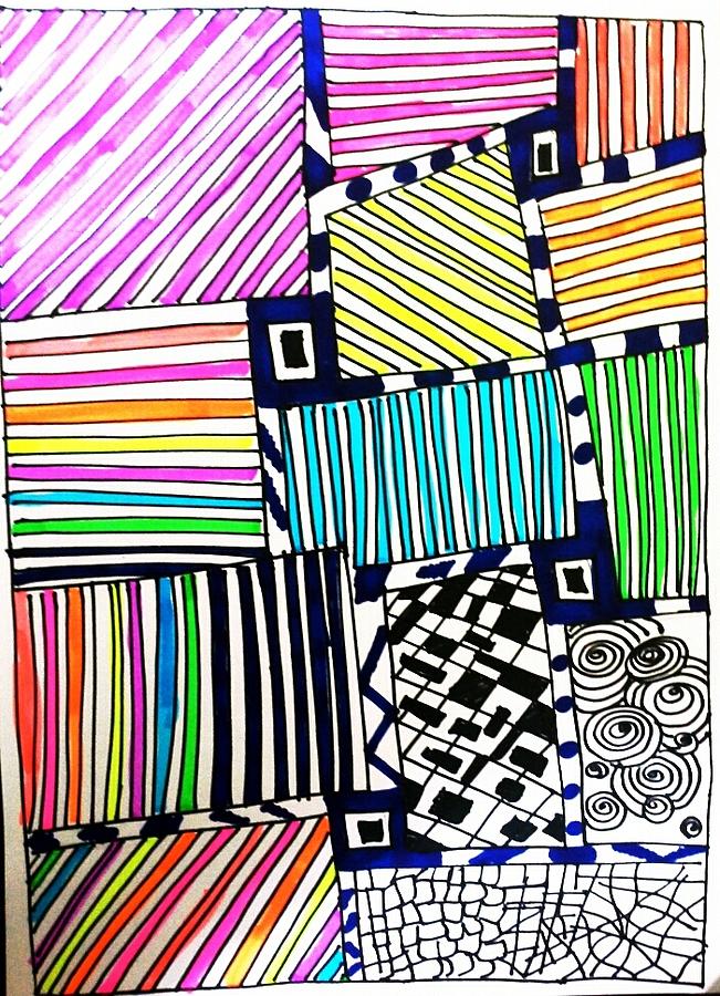 Colours Drawing - Lines In Colours by Kallai vani Ramani