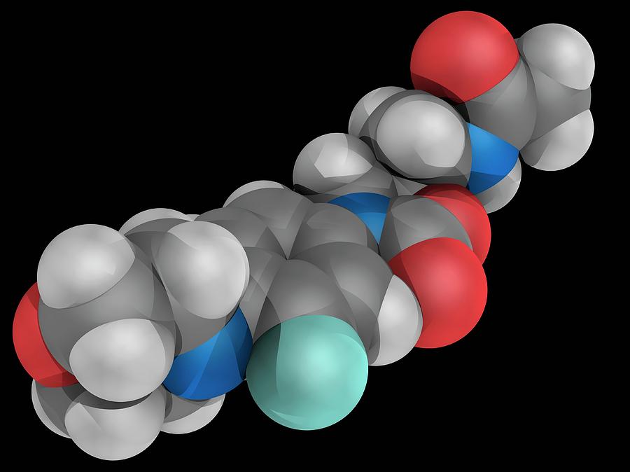 Linezolid Drug Molecule Digital Art by Laguna Design