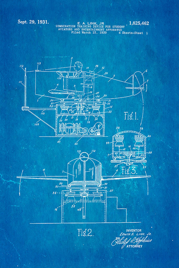 Link Flight Simulator Patent Art 1931 Blueprint Photograph by Ian Monk ...