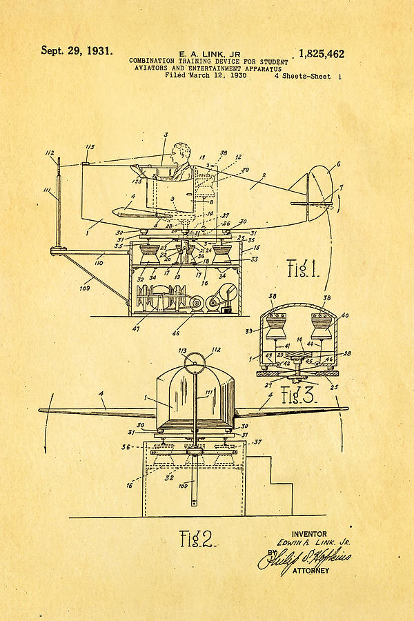 Vintage Photograph - Link Flight Simulator Patent Art 2 1931 by Ian Monk