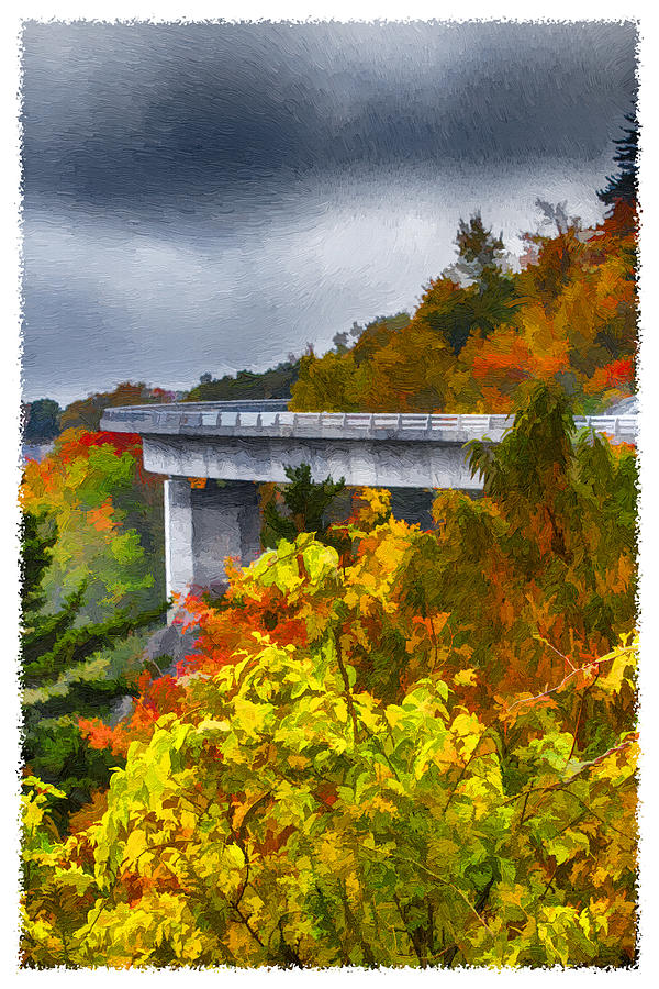 Mountain Painting - Linn Cove Viaduct Fall Painting by John Haldane