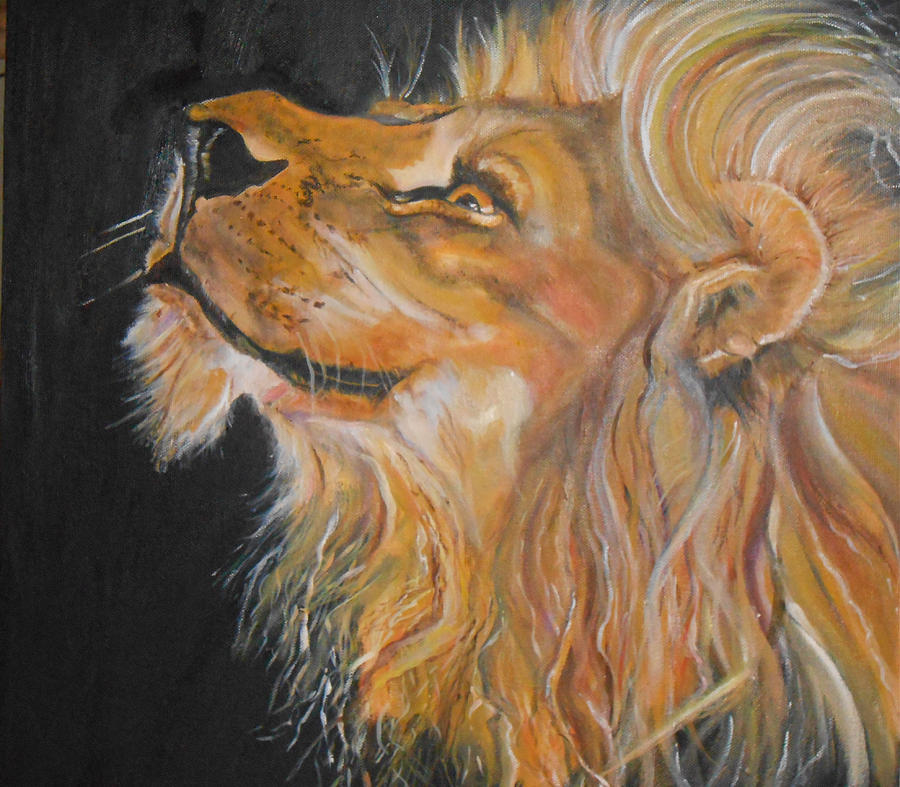 Nature Painting - Lion 2011 by Harlene Bernstein