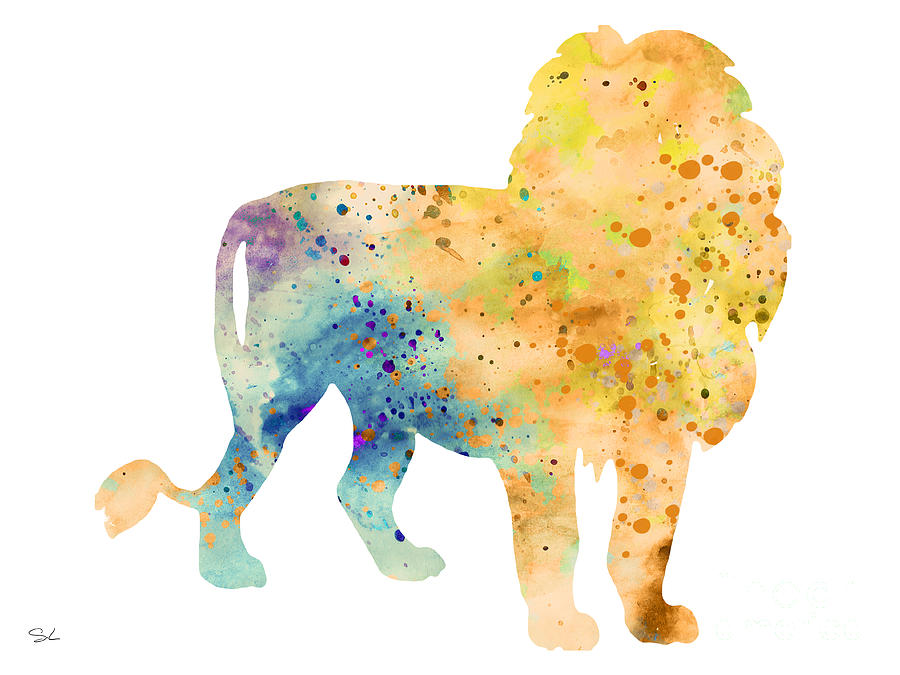Animal Watercolor Painting - Lion 3 by Watercolor Girl