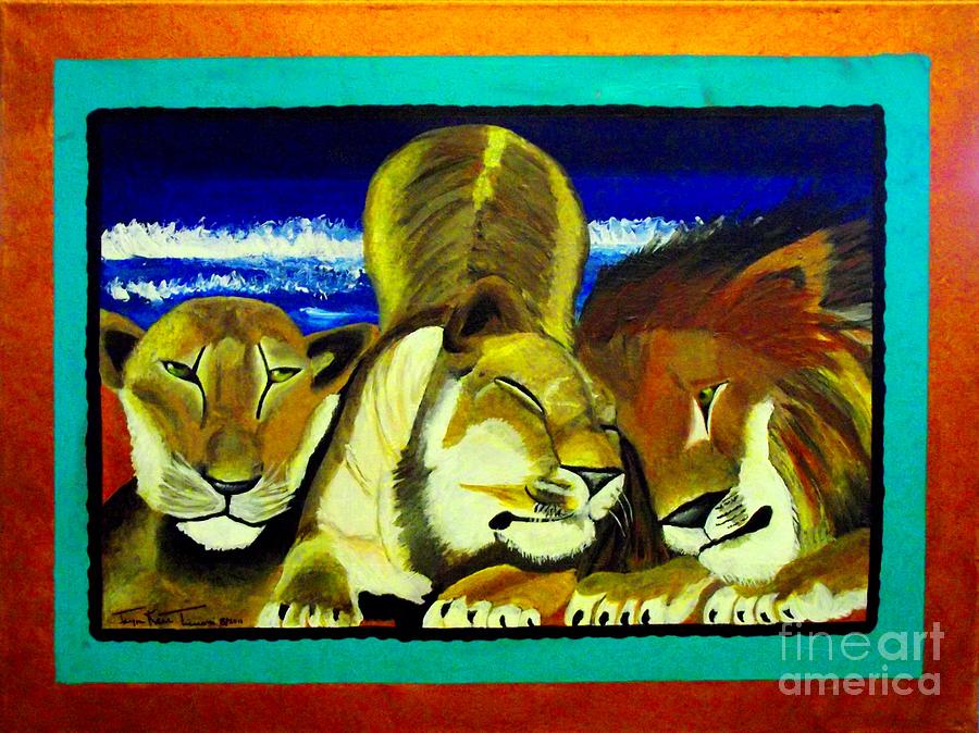 Lion Family Painting by Jayne Kerr 