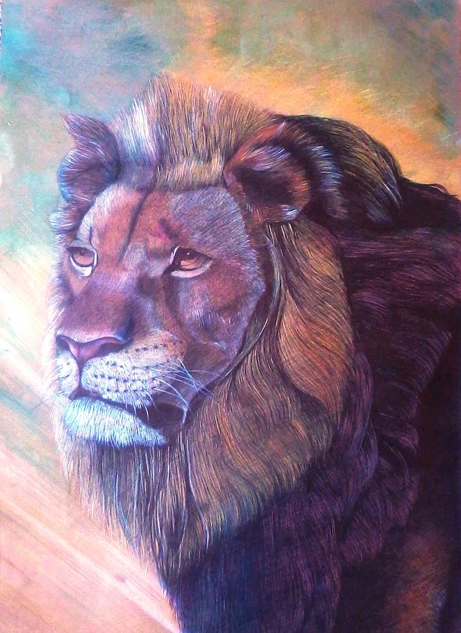 Lion in Light - Lion as Knight Pastel by Sawe Catherine - Fine Art America