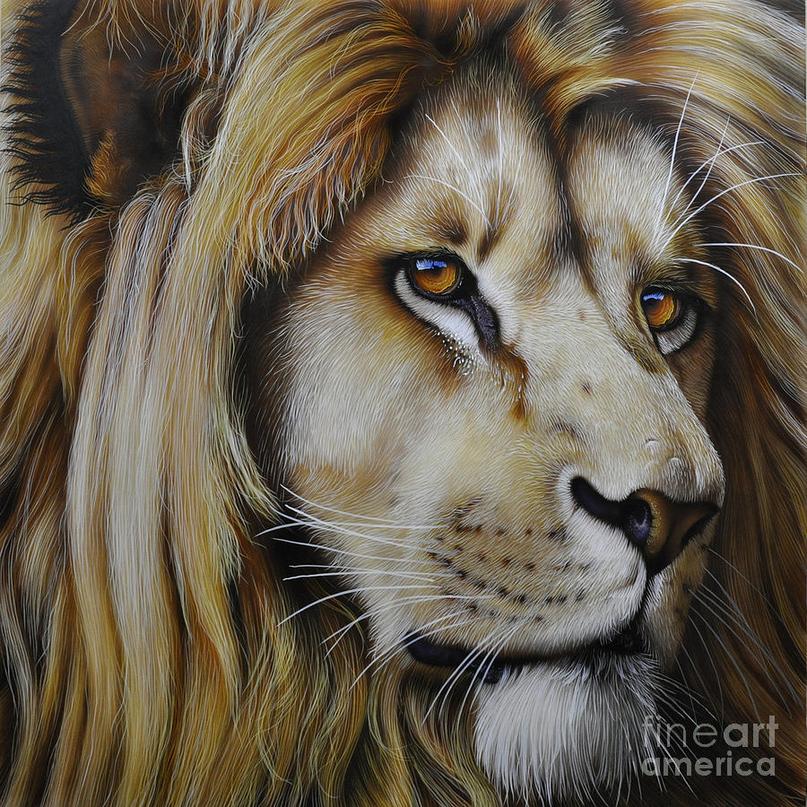 Cat Painting - Lion by Jurek Zamoyski