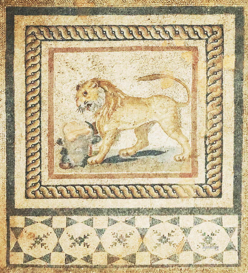 Lion Mosaic 9293 Photograph by David Mosby - Pixels