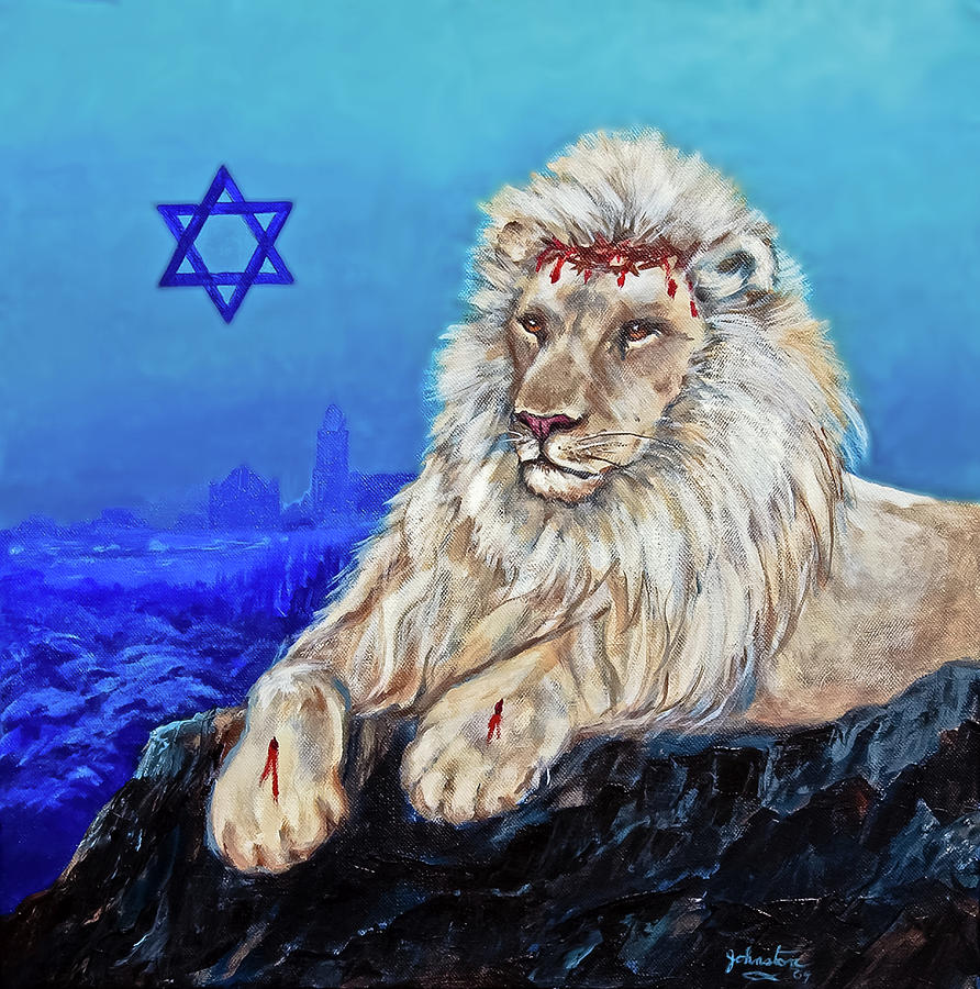 Animal Painting - Lion of Judah - Jerusalem by Bob and Nadine Johnston