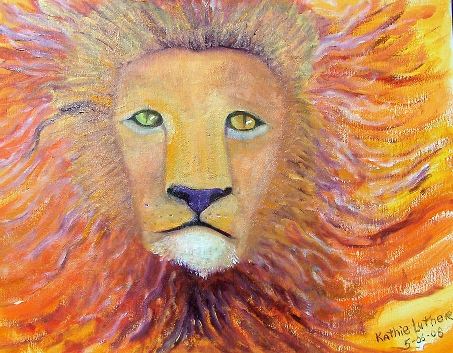 Lion of Judah Sees Painting by Kathleen Luther