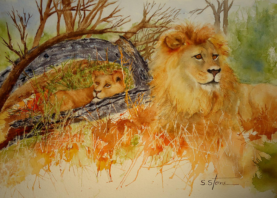 Animals Painting - Lion Pair by Sandra Stone