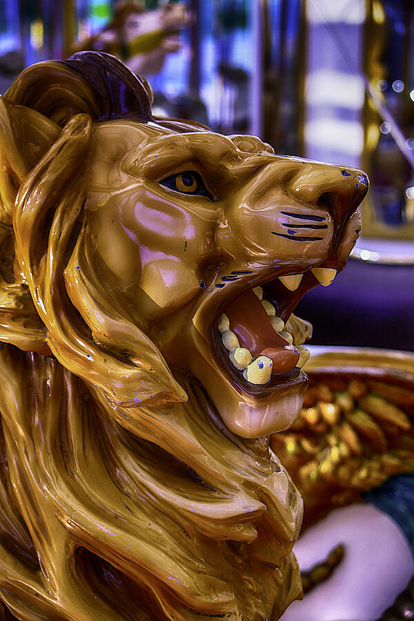 Lion Roaring Carrousel Ride Photograph by Garry Gay