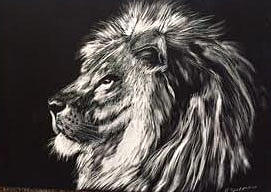 Artist Painting - Lion by Roxanne Zusmer