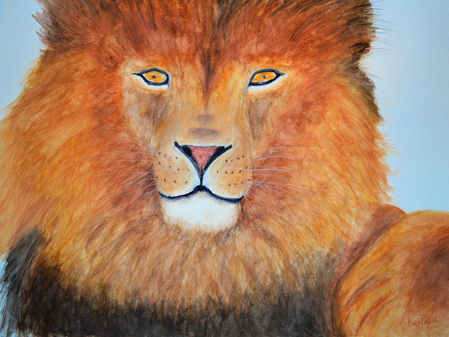 Lion selfie Painting by Ken Figurski