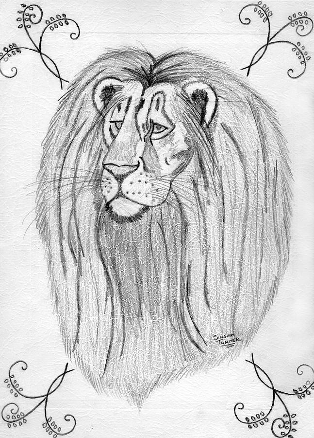 Lion Drawing by Susan Turner Soulis