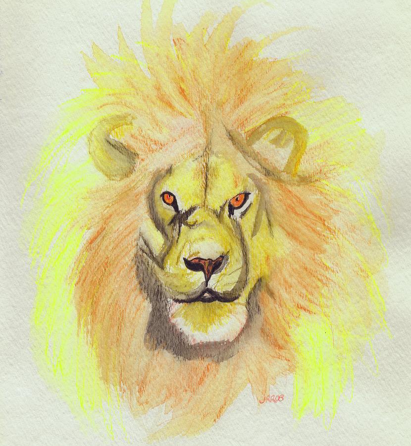 Lion yellow Painting by First Star Art
