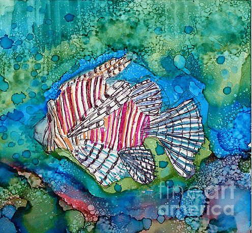 Lionfish Painting by Alene Sirott-Cope