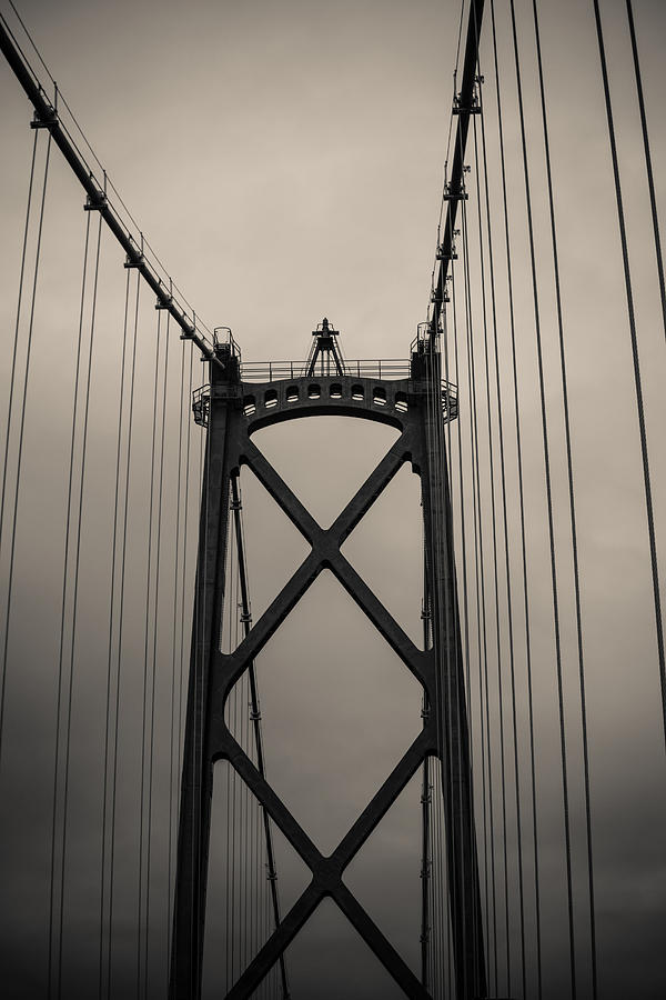 Lions gate bridge abstract black and white Photograph by Eti Reid
