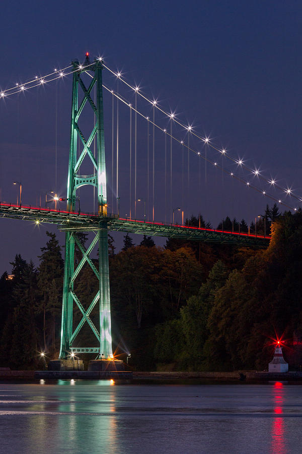 Lions Gate Bridge and Lighthouse Photograph by Michael Russell