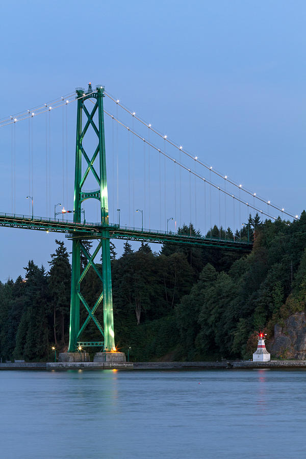 Lions Gate Bridge and Prospect Point Lighthouse Photograph by Michael Russell