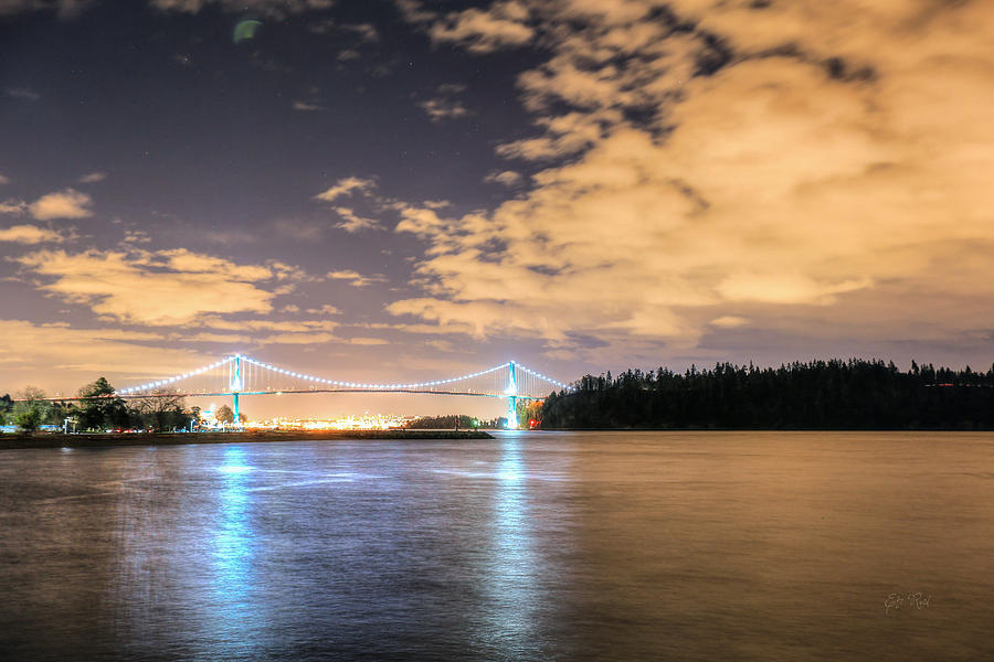Lions gate bridge Vancouver at night Photograph by Eti Reid