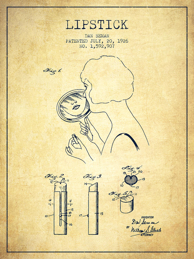 Vintage Digital Art - Lipstick Patent from 1926 - Vintage by Aged Pixel