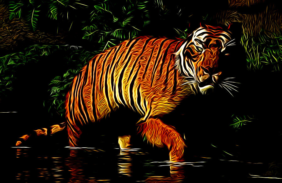 Tiger Digital Art - Liquid Tiger by Daniel Eskridge