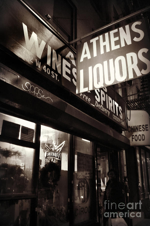 New York City Photograph - Liquor Shop - New York at Night by Miriam Danar