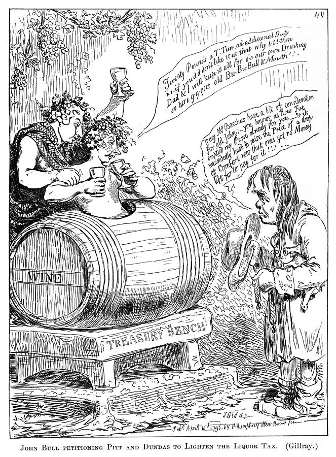 Liquor Tax Cartoon, 1796 Painting by Granger