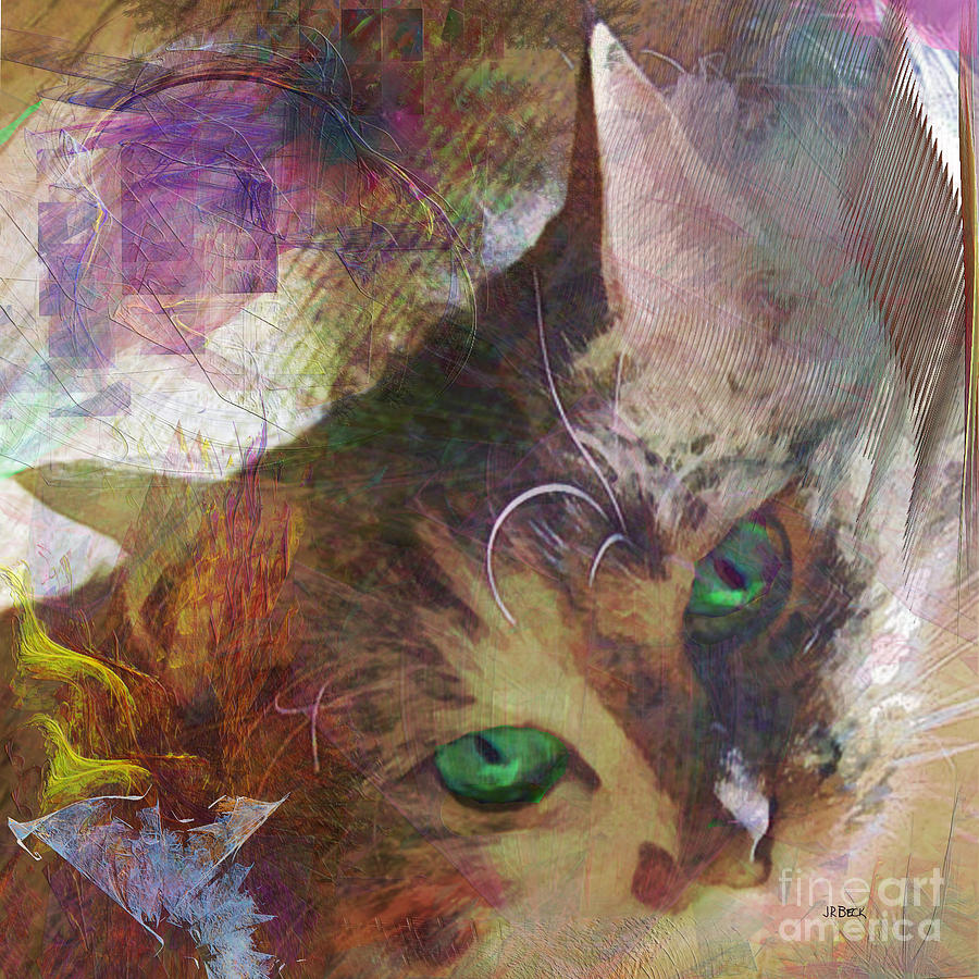 Cat Digital Art - Lisa Beckons - Square Version by John Robert Beck Cat Digital Art - Lisa Beckons - Square Version by John Robert Beck