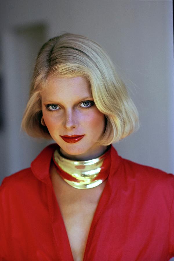 Lisa Copper Wearing A Brass Necklace Photograph by Arthur Elgort