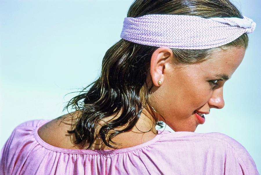 Lisa Taylor Wearing A Pink Headscarf Photograph by Arthur Elgort
