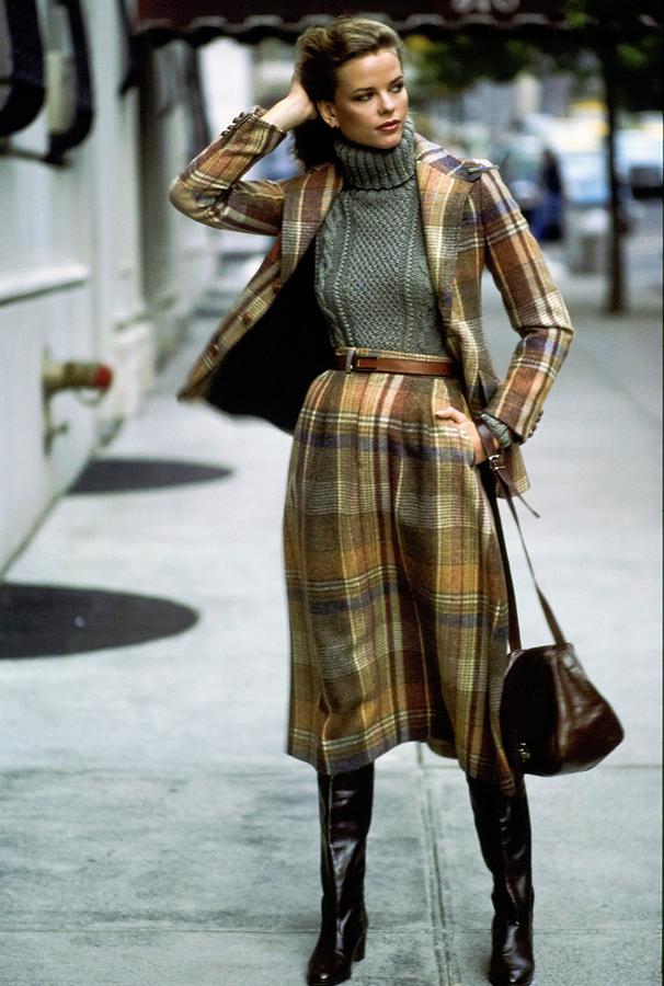 Lisa Taylor Wearing A Plaid Suit Photograph by Arthur Elgort