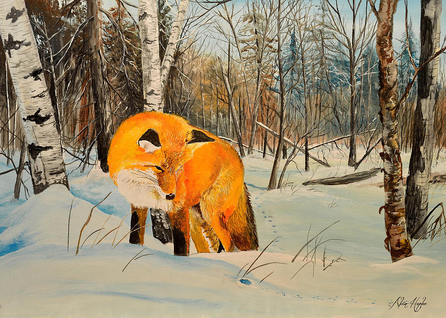 Wildlife Painting - Listen- Red Fox by Alvin Hepler